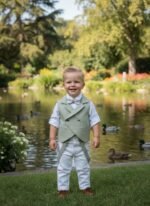 Βαπτιστικό Σύνολο Αγόρι Dolce Bambini "Mint Prince" – Premium Look με Φυστικί Γιλέκο