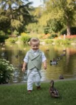 Βαπτιστικό Σύνολο Αγόρι Dolce Bambini "Mint Prince" – Premium Look με Φυστικί Γιλέκο - Image 2