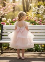 Βαπτιστικό Φόρεμα Κορίτσι Dolce Bambini C11-4 – Παραμυθένιο Ροζ με Glitter Τούλι - Image 2
