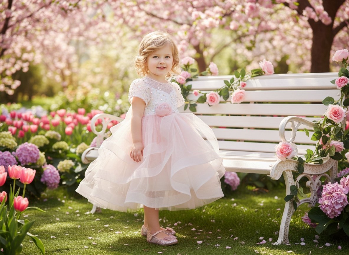 33302.jpg Βαπτιστικό Φόρεμα Κορίτσι Dolce Bambini C11-4 – Παραμυθένιο Ροζ με Glitter Τούλι - Image 1