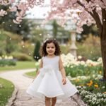 Βαπτιστικό Φόρεμα Κορίτσι Dolce Bambini 7017 – Εκρού Οργάντζα με Πέρλες & Δαντέλα