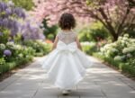 Βαπτιστικό Φόρεμα Κορίτσι Dolce Bambini 7017 – Εκρού Οργάντζα με Πέρλες & Δαντέλα - Image 2