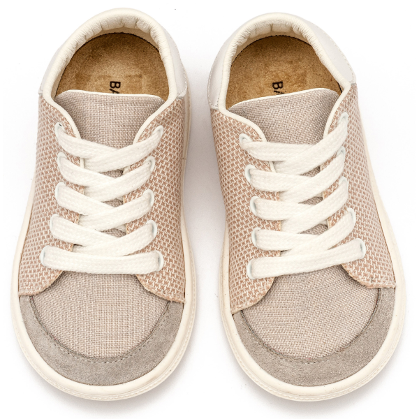 BS3091-BEIGE-GREY2-BABYWALKER-600x600-1.png Παιδικά Sneakers Babywalker "Urban Beige" – Δίχρωμα Υφασμάτινα BS3091 - Image 1