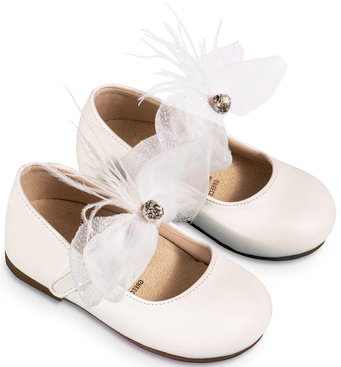 BS3562-WHITE1-BABYWALKER.jpg Βαπτιστικό Γοβάκι Babywalker "White Swan Bow" – Δερμάτινο με Χειροποίητο Φιόγκο-BS3562-WHITE1-BABYWALKER - Image 1