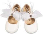 Βαπτιστικό Γοβάκι Babywalker "White Swan Bow" – Δερμάτινο με Χειροποίητο Φιόγκο-BS3562-WHITE1-BABYWALKER - Image 3