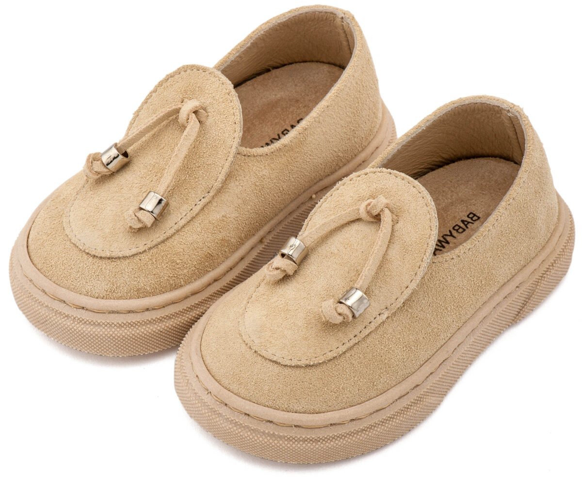 BW4307-BEIGE-BABYWALKER.jpg Καστόρινα Loafers Babywalker "Royal Suede Tassel" – Μπεζ - Image 1
