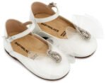 Βαπτιστικά Παπούτσια Κορίτσι Γοβάκι Εκρού με Φιόγκο & Στρας Premium - Image 2
