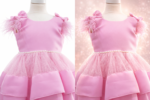 Βαπτιστικό Φόρεμα Κορίτσι "Pink Pearl Grace" – Χειροποίητο Premium Φόρεμα με Τούλι & Φιόγκο - Image 3