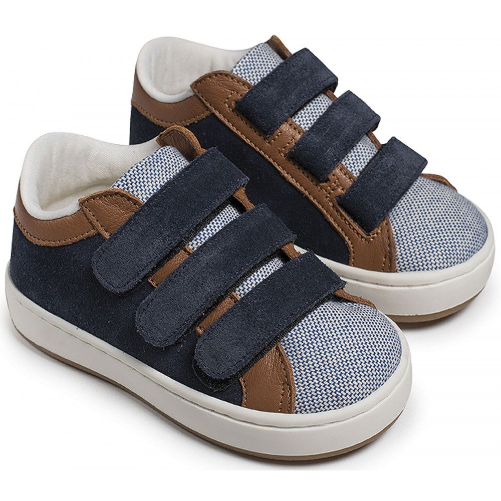 EXC5174-BLUE-CAMEL1-BABYWALKER-1000x1000-1.jpg Δίχρωμα Sneakers Babywalker "Urban Velcro" – Μπλε Ταμπά - Image 1