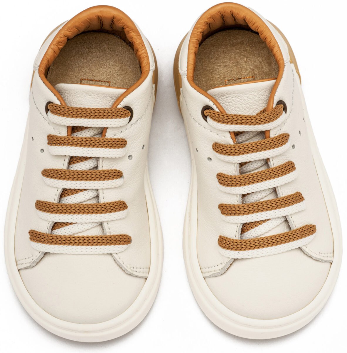 EXC5294-WHITE-BEIGE2-BABYWALKER.jpg Δερμάτινα Sneakers Babywalker "Urban Chic Lace" – Λευκό Μπεζ EXC5294 - Image 1