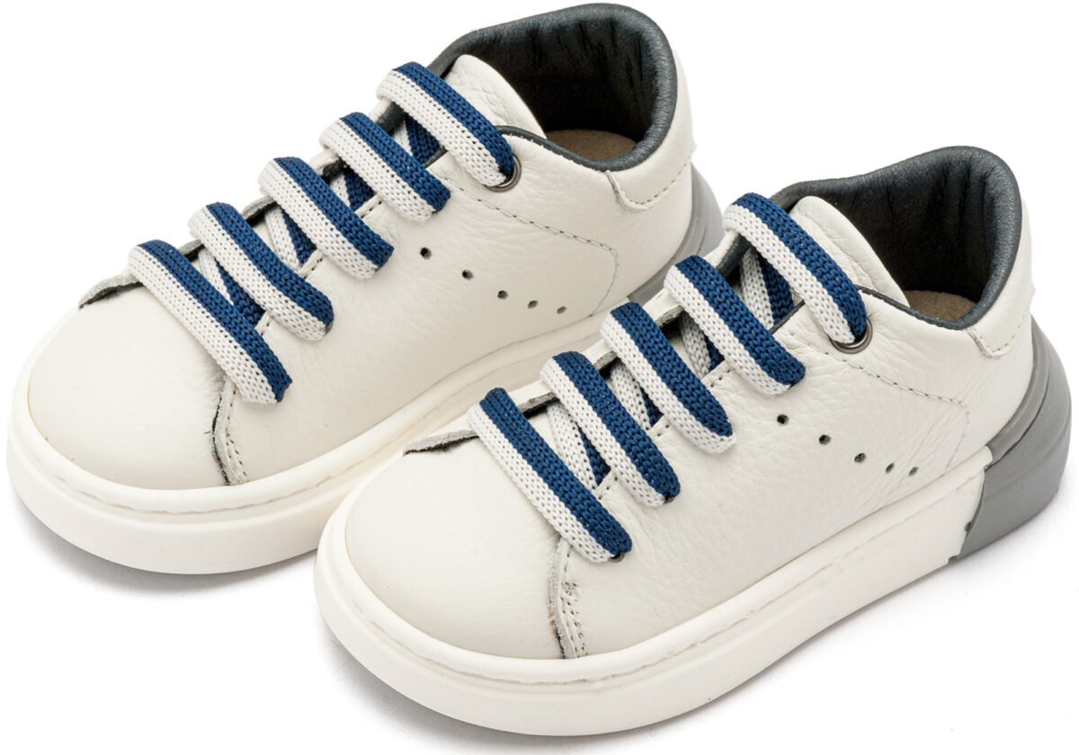 EXC5294-WHITE-BLUE-BABYWALKER.jpg Δερμάτινα Sneakers Babywalker "Nautical Lace" – Λευκό Μπλε EXC5294-BLUE - Image 1