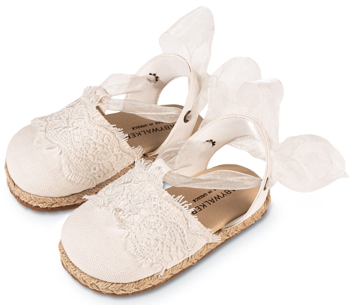 EXC5858-WHITE-BABYWALKER.jpg Βαπτιστικά Παπούτσια Κορίτσι Εσπαντρίγια Λευκή με Δαντέλα Premium - Image 1