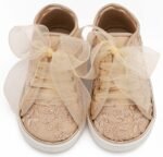Βαπτιστικά Παπούτσια Κορίτσι Sneaker Μπεζ με Δαντέλα & Λουλούδια Premium - Image 3