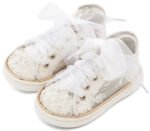 Βαπτιστικά Παπούτσια Κορίτσι Sneaker Λευκό με Δαντέλα & Λουλούδια Premium