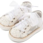 Βαπτιστικά Παπούτσια Κορίτσι Sneaker Λευκό με Δαντέλα & Λουλούδια Premium