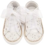 Βαπτιστικά Παπούτσια Κορίτσι Sneaker Λευκό με Δαντέλα & Λουλούδια Premium - Image 3