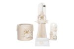 Σετ Βάπτισης Κορίτσι "Monogram Cream Beige" – Premium Σετ Κουμπάρου με Καλάθι & Plexiglass Μονόγραμμα
