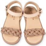 Βαπτιστικά Παιδικά Σανδάλια Babywalker "Golden Nude Sparkle" – Δερμάτινα με Στρας GR0101 - Image 4